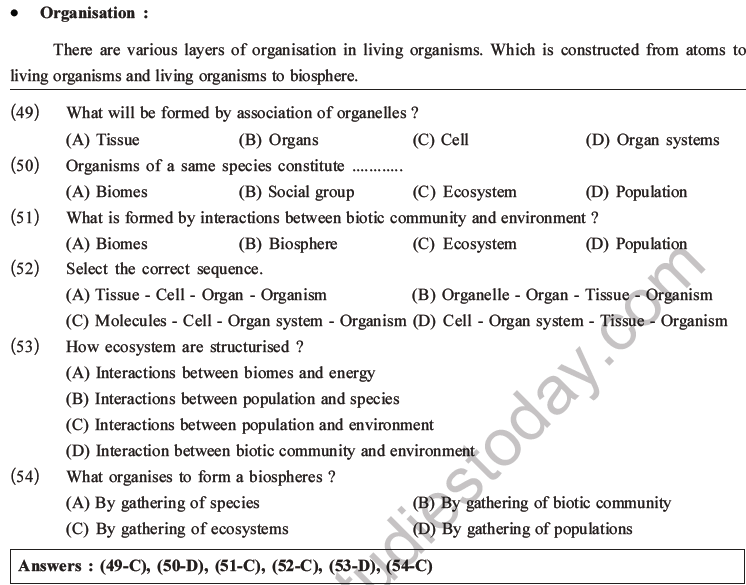 NEET Biology Classification Of Living Organisms MCQs Set B, Multiple ...